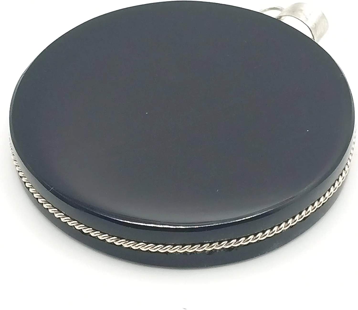 1.9 Obsidian Round Pendant Necklace scrying, Disk, Polished, Black Round Mirror, Handmade, 1.9 in diameter