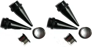 2 PAIRS Black Tapers and 316L Steel Tunnels Ear Stretching Kit gauges plugs 0g - 1 inch Choose Sizes