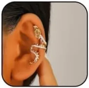 2 PC Dragon Ear Cuff for Women Gold/Silver Dragon Non Piercing Earring Rhinestone Dragon Crawler Earrings Sparkly Animal Cartilage Earrings Punk Costume Jewelry Accessories