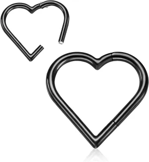 2 Pcs Heart Daith Piercing Jewelry, Hypoallergenic Clicker Hoop, 16G Rook Cartilage Helix Earrings