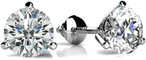 2.00 Ct TTW Size Round Cut Cubic Zirconia Martini Setting Stud Earrings in Sterling Silver With Screw Back