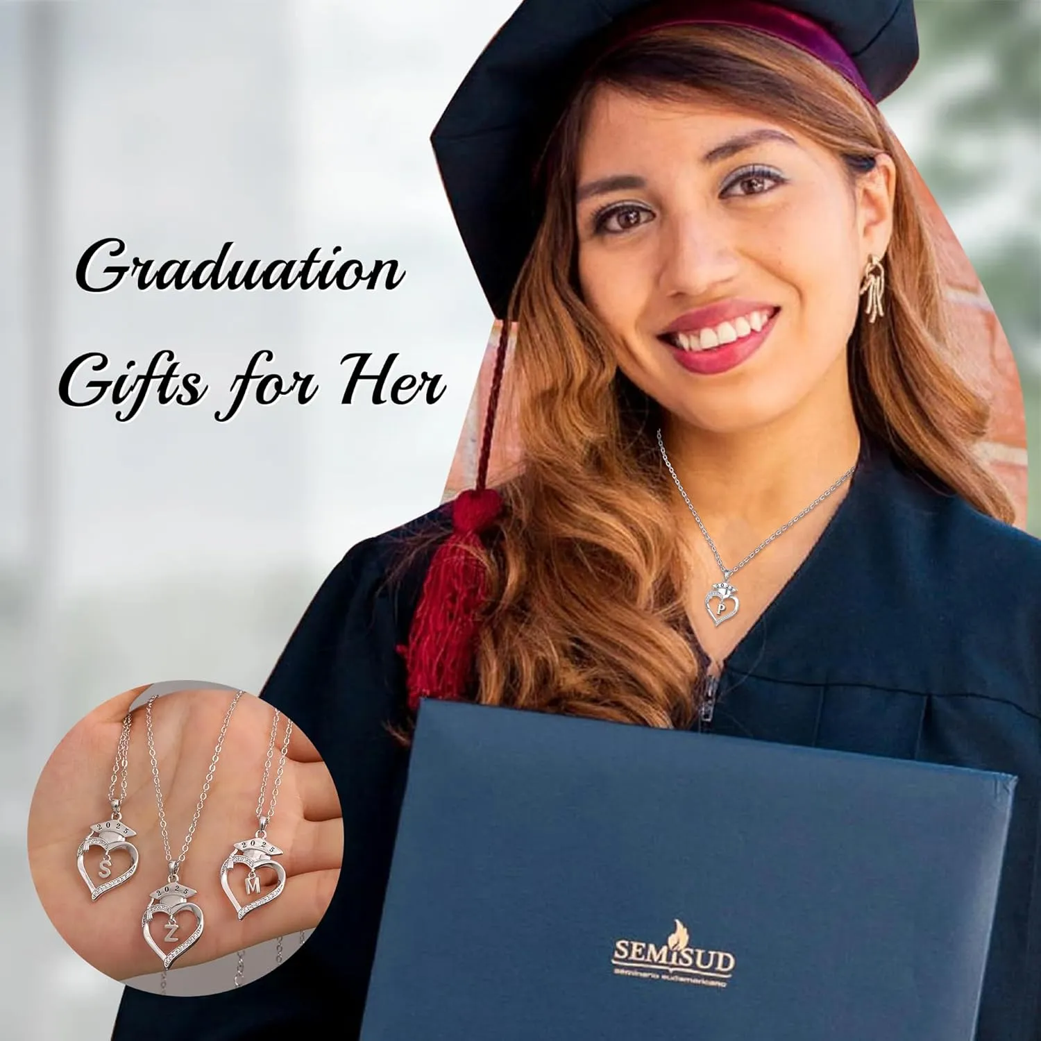 2025 Graduation Gifts for Her Initial Necklace for Women with Heart 5th/8th Grade Gifts High School/Elementary/Middle School Graduation Gift for Daughter/Sister/Best Friend