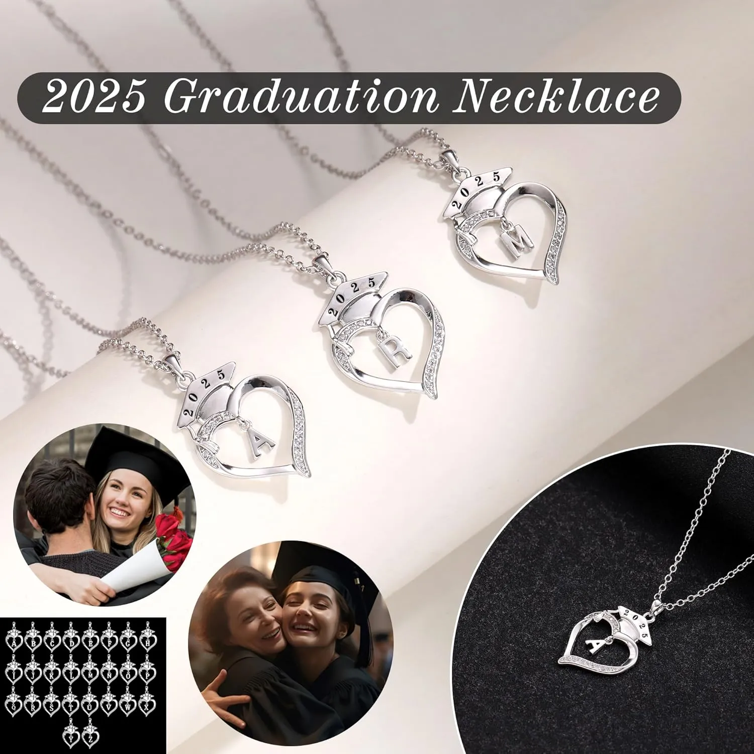 2025 Graduation Gifts for Her Initial Necklace for Women with Heart 5th/8th Grade Gifts High School/Elementary/Middle School Graduation Gift for Daughter/Sister/Best Friend