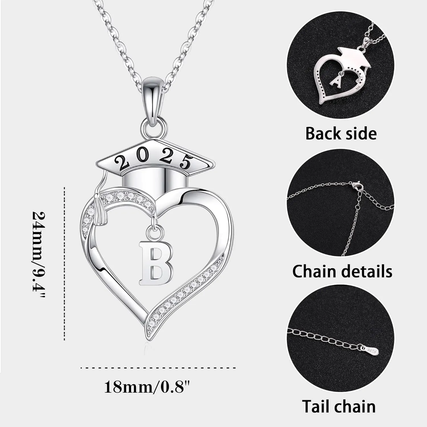 2025 Graduation Gifts for Her Initial Necklace for Women with Heart 5th/8th Grade Gifts High School/Elementary/Middle School Graduation Gift for Daughter/Sister/Best Friend