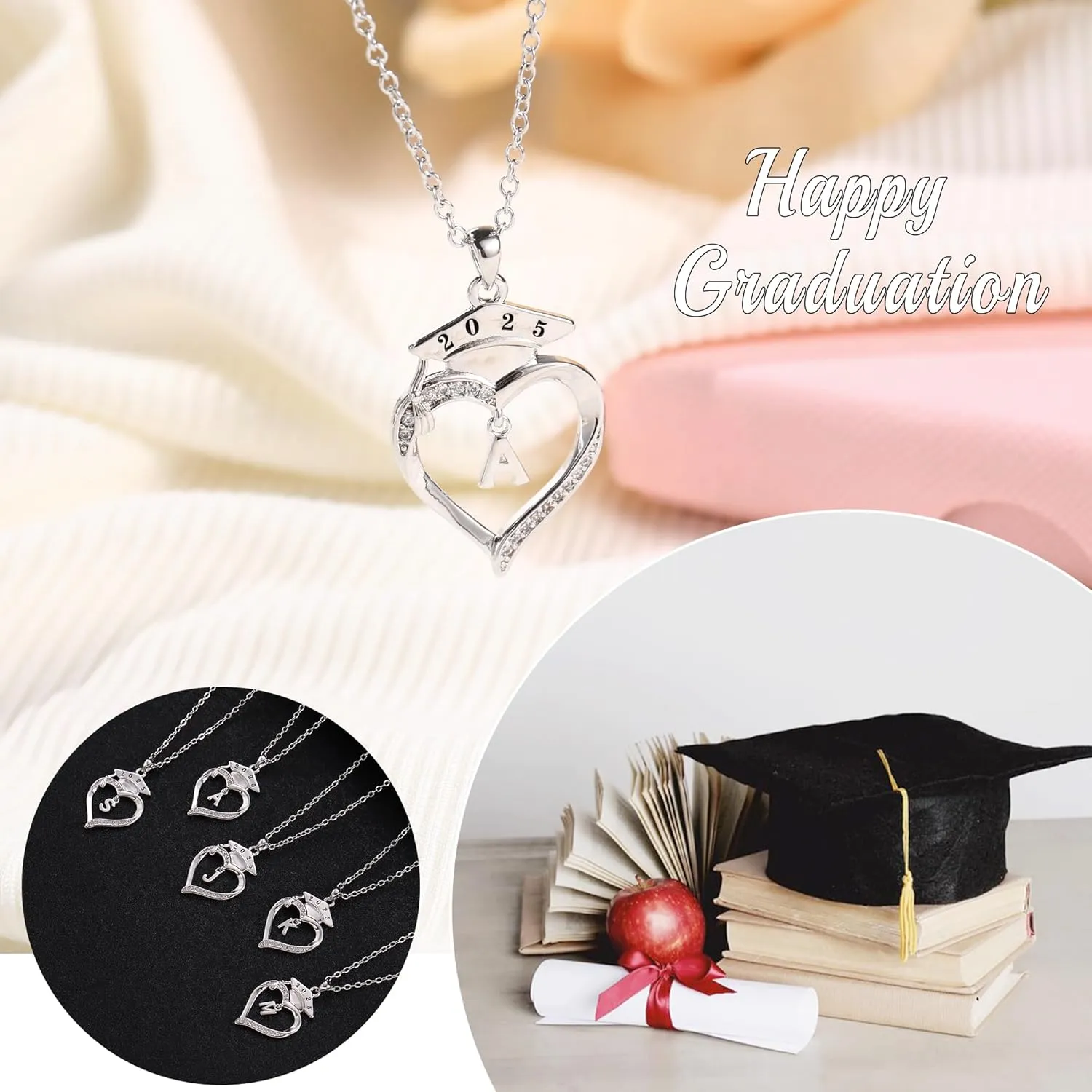 2025 Graduation Gifts for Her Initial Necklace for Women with Heart 5th/8th Grade Gifts High School/Elementary/Middle School Graduation Gift for Daughter/Sister/Best Friend