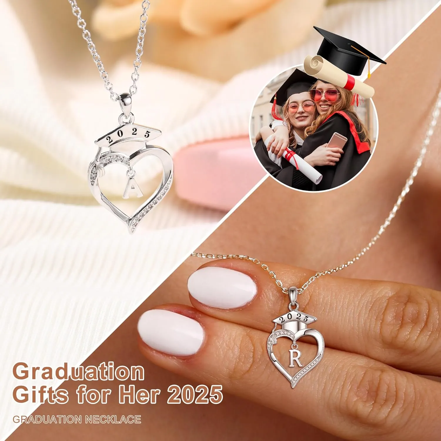 2025 Graduation Gifts for Her Initial Necklace for Women with Heart 5th/8th Grade Gifts High School/Elementary/Middle School Graduation Gift for Daughter/Sister/Best Friend