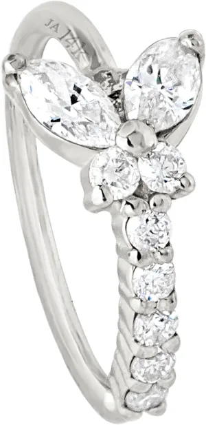 20G 14K Gold 0.15 ctw Diamond Butterfly Nose Hoop Ring Women's 5/16"(8mm) Nose Ring Twist-open, Marquise Cut, Round Brillian Cut Diamond