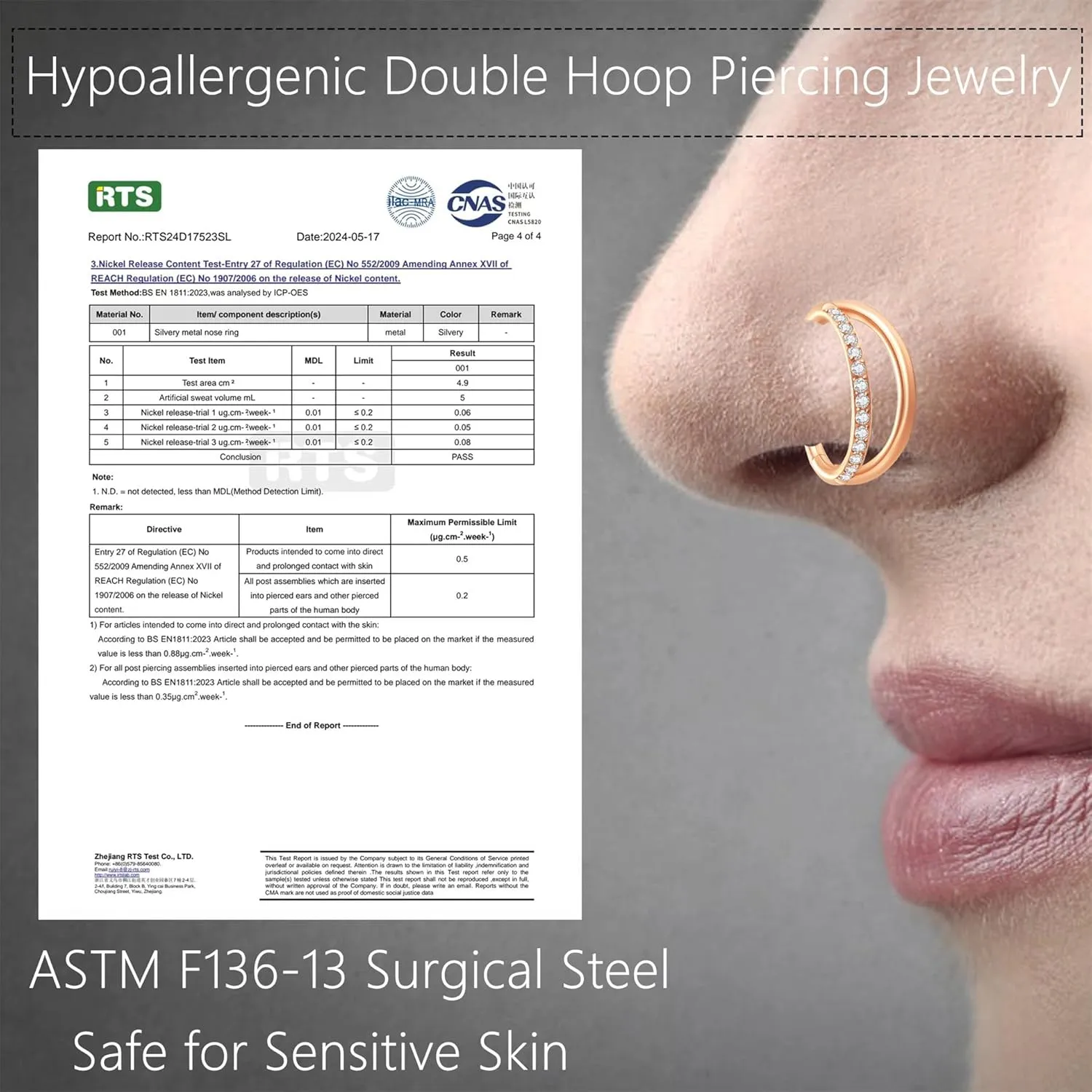 20G 18G 16G Surgical Steel Double Hoop Nose Ring for Single Piercing - Hypoallergenic 14K Real Gold Plated Hinged Segment Nose Rings | CZ Septum Clicker Jewelry | Small Cartilage Hoop Earrings Helix Conch Piercing Jewelry for Women Men