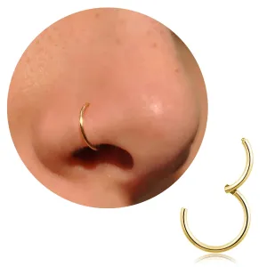 20G 18G 16G Titanium Nose Ring Hoop, Cartilage Hoop Earrings for Women Men Silver Gold Nose Ring Septum Ring Tragus Conch Helix Daith Lip Piercing Jewelry 6mm/7mm/8mm/9mm/10mm (Gold-18g, 7mm)
