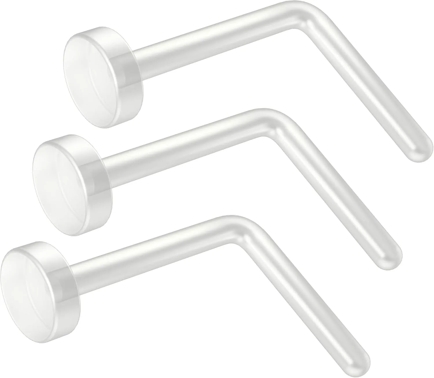 20g Clear Nose Studs - Bioflex L-Shaped Nose Retainers - Clear Nose Rings For Work - Small & Flexible Nostril Stud Piercing