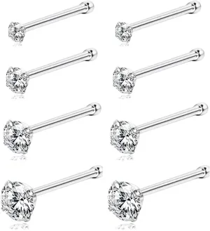 20G Nose Rings Piercing Studs Hoop For Women Gold Silver Nose Jewelry CZ 1.5-3mm