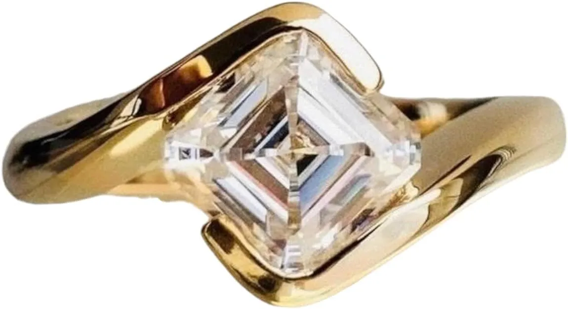 2.5 Ct Moissanite Ring Asscher Cut Moissanite Diamond Engagement Ring 18k Gold Diamond Promise Gift Wedding Proposal Gift BY SHIVJEWELCRAFTS