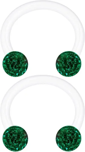 2PCS Acrylic Horseshoe Circular Barbell 16 Gauge 5/16 8mm 3mm Crystal Ball Lip Earrings Nose Piercing Jewelry See More Colors