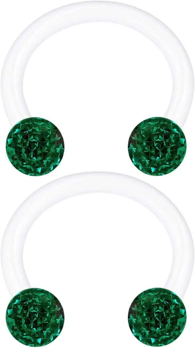 2PCS Acrylic Horseshoe Circular Barbell 16 Gauge 5/16 8mm 3mm Crystal Ball Lip Earrings Nose Piercing Jewelry See More Colors