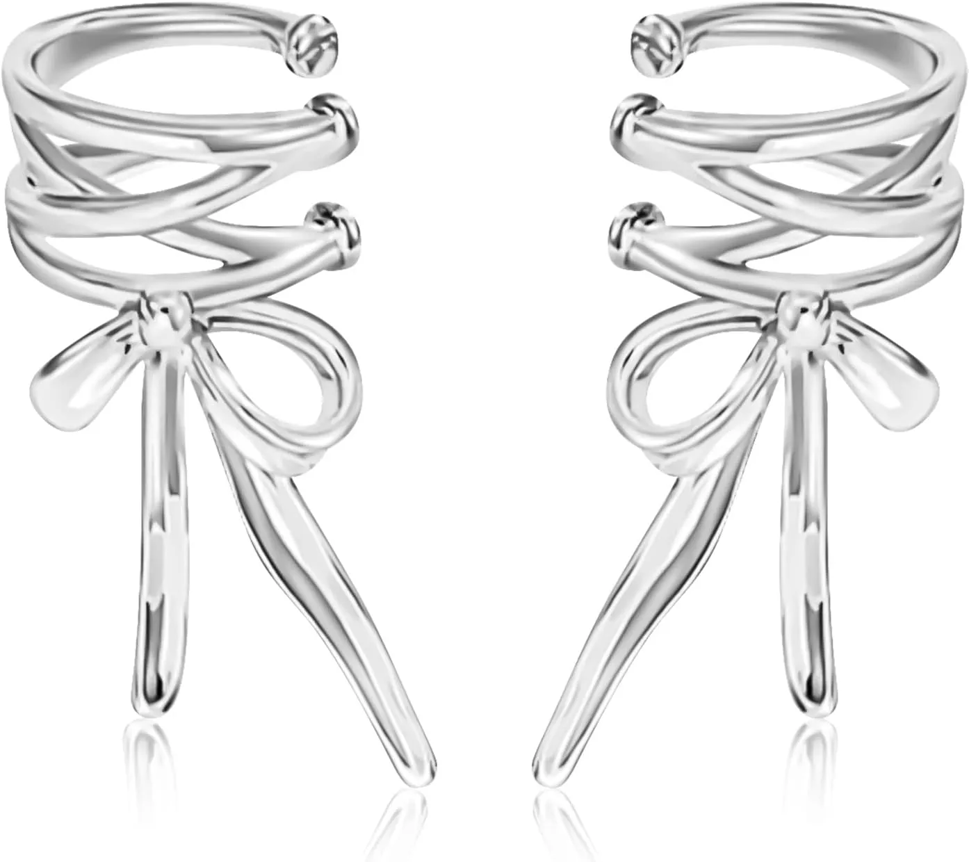 2Pcs Alloy Bow Ribbon Ear Cuffs Supplies Bow Earrings Accessories Non Piercing Ear Clips On Cartilage Wrap for Women Christmas Halloween Daily Use Parties Wedding