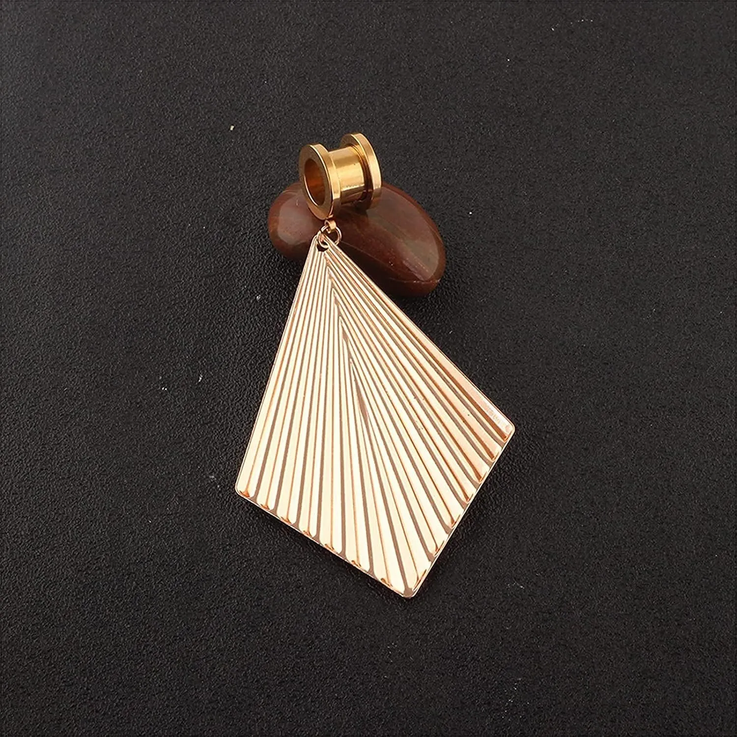 2pcs Ear Plug Tunnel, 6-25MM, Gold   Silver - Retro Fan Style Dangle Gauge Flesh Tunnel Plug for Ear Stretching Piercing