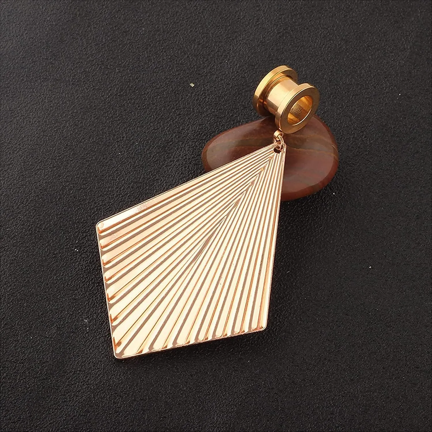 2pcs Ear Plug Tunnel, 6-25MM, Gold   Silver - Retro Fan Style Dangle Gauge Flesh Tunnel Plug for Ear Stretching Piercing
