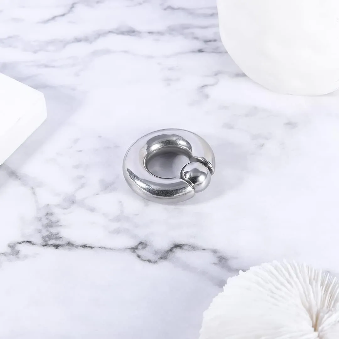 2Pcs Horseshoe Earrings Circular Barbell 316L Surgical Steel Internally Threaded 00G 0G 2G 4G 6G 8G 12G Earrings Septum Rings Pierced Body Jewelry for Women PA Ring 12mm 16mm 19mm Black Silver