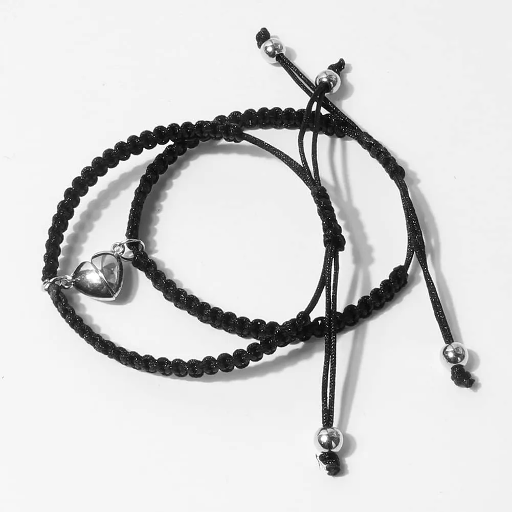 2pcs Magnetic Couple Bracelets for Women Men, Sun and Moon Attraction Matching Handmade Bracelet Lover Gifts for Boyfriend Girlfriend Best Friend