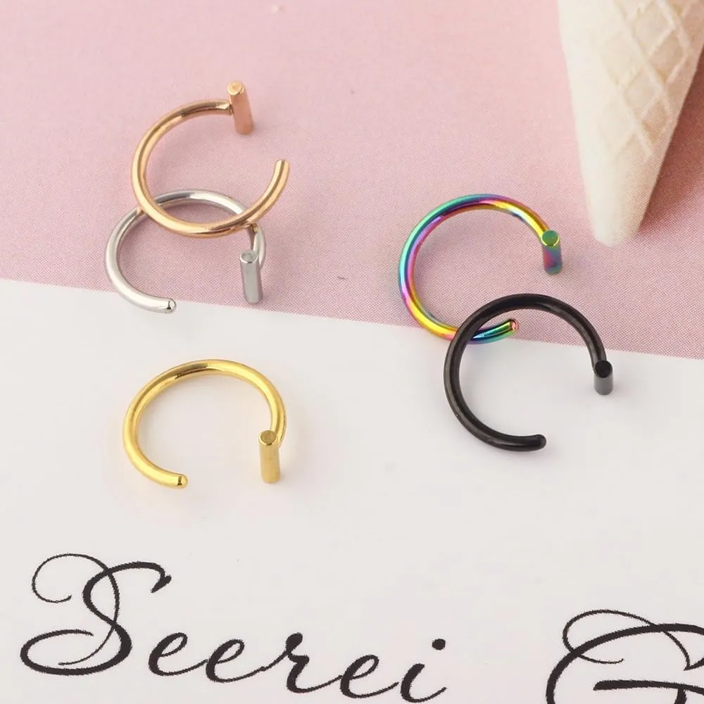 2PCS Silvery 18G 1.0mm Titanium Steel Surgical Steel Septum Piercing Stainless Steel Horseshoe Septum Nose Rings C-shaped Nose Lip Piercing Septum Jewelry for Women 8mm