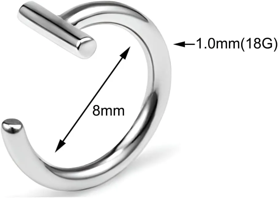 2PCS Silvery 18G 1.0mm Titanium Steel Surgical Steel Septum Piercing Stainless Steel Horseshoe Septum Nose Rings C-shaped Nose Lip Piercing Septum Jewelry for Women 8mm