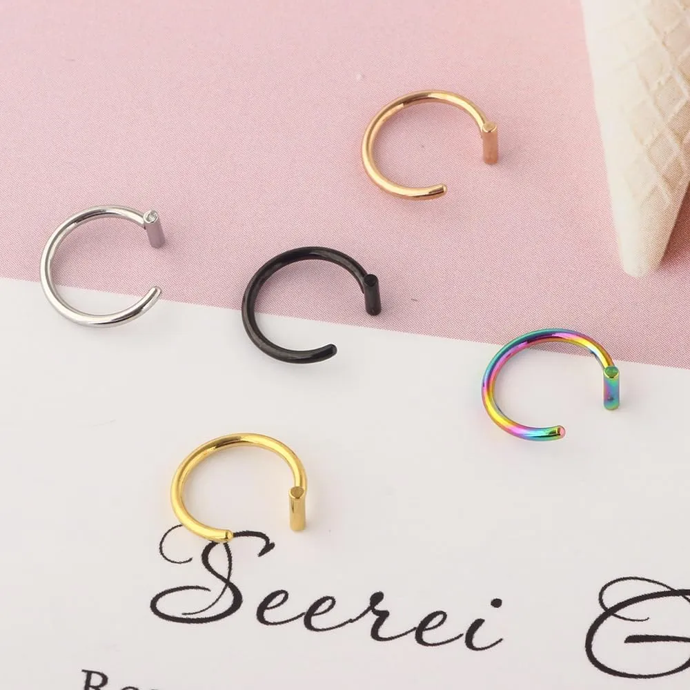 2PCS Silvery 18G 1.0mm Titanium Steel Surgical Steel Septum Piercing Stainless Steel Horseshoe Septum Nose Rings C-shaped Nose Lip Piercing Septum Jewelry for Women 8mm
