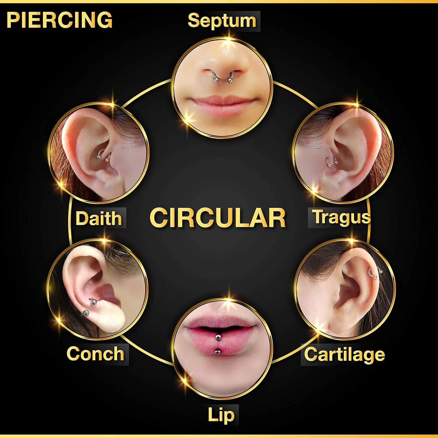 2PCS Surgical Steel Horseshoe Earrings 16 gauge 5/16 8mm 3mm Crystal Ball Lobe Earrings Septum Piercing Jewelry Choose Colors