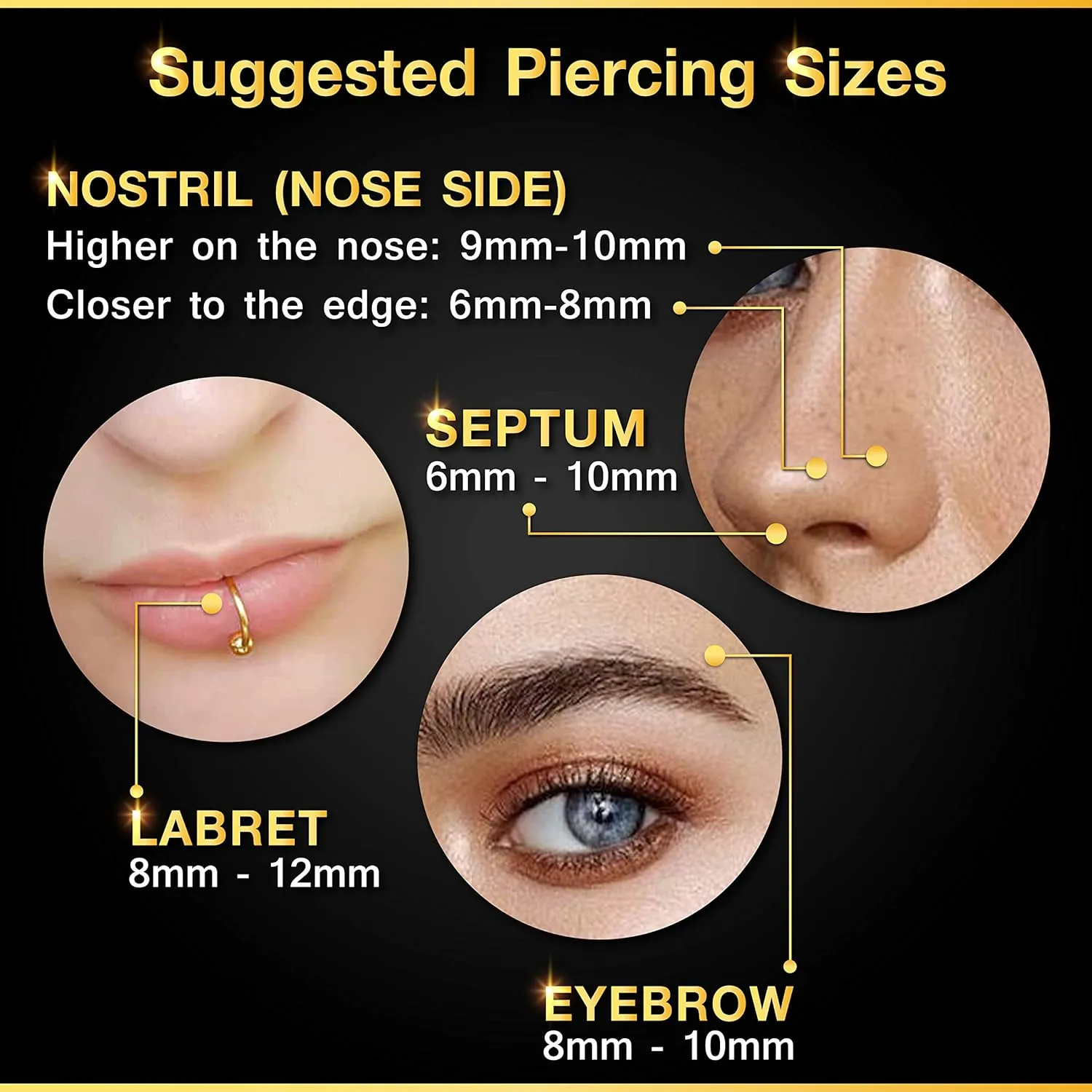 2PCS Surgical Steel Horseshoe Earrings 16 gauge 5/16 8mm 3mm Crystal Ball Lobe Earrings Septum Piercing Jewelry Choose Colors