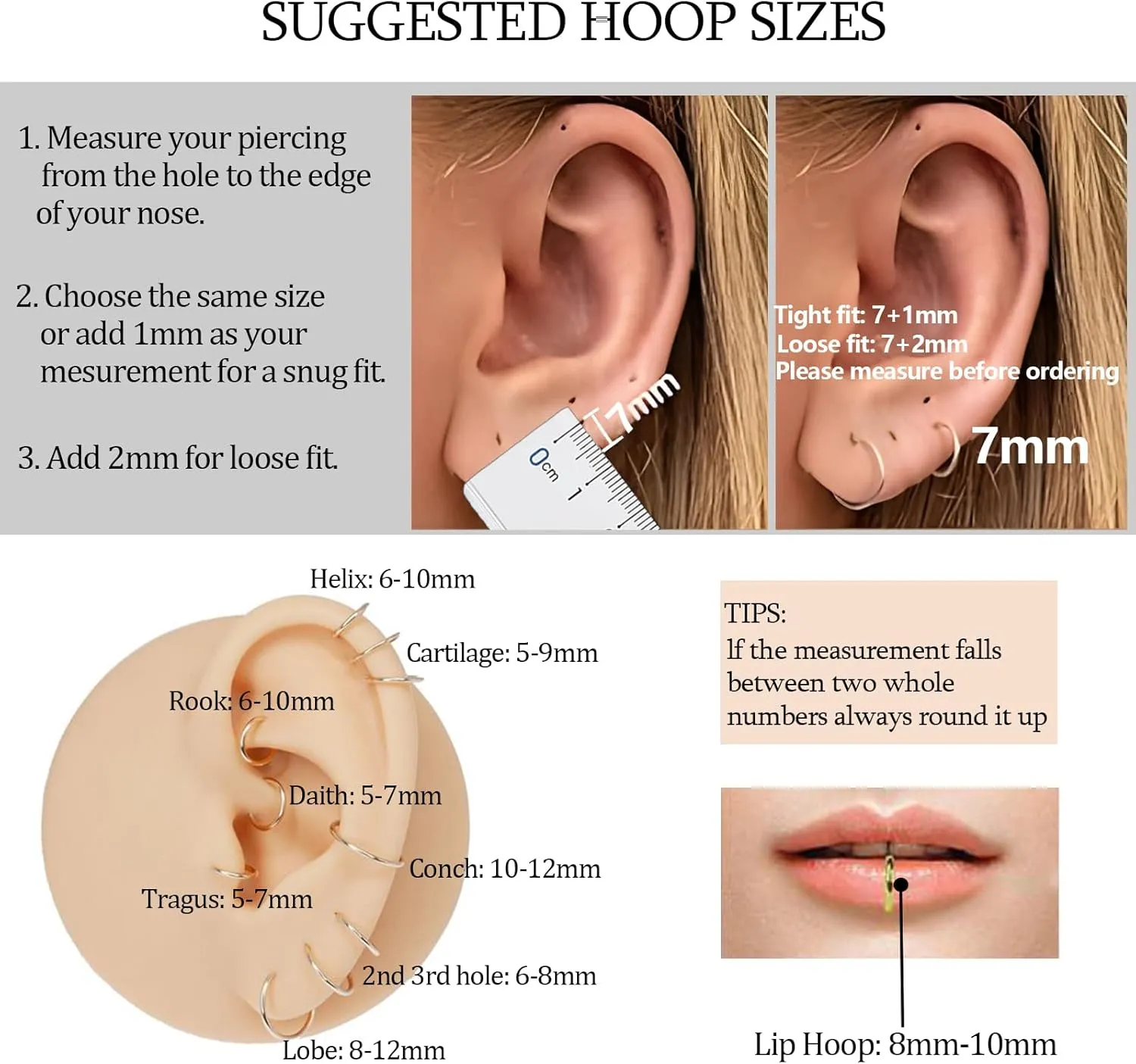2Pcs Titanium Nose Rings 20G 18G 16G Nose Rings Hoops Diameter 5mm to 12mm Rose Gold-Black Cartilage Helix Tragus Daith Rook Hoop Earrings Hinged Segment Septum Clicker Body Piercing Jewelry