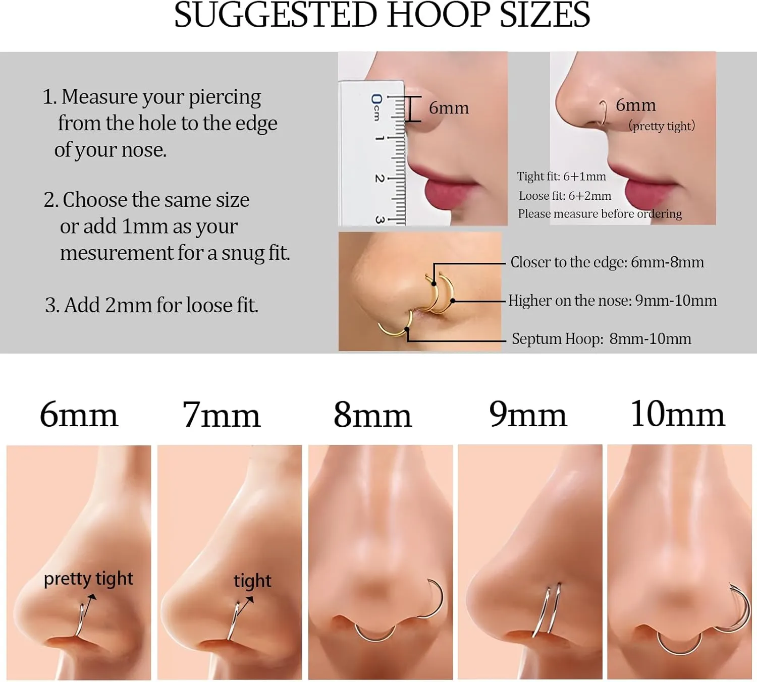 2Pcs Titanium Nose Rings 20G 18G 16G Nose Rings Hoops Diameter 5mm to 12mm Rose Gold-Black Cartilage Helix Tragus Daith Rook Hoop Earrings Hinged Segment Septum Clicker Body Piercing Jewelry