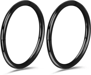 2Pcs Titanium Nose Rings 20G 18G 16G Nose Rings Hoops Diameter 5mm to 12mm Rose Gold-Black Cartilage Helix Tragus Daith Rook Hoop Earrings Hinged Segment Septum Clicker Body Piercing Jewelry