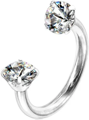 3 mm Prong Set CZ Circular Barbell Horseshoe Helix Nose Septum Tragus Lip 16G 5/16" (8mm) Clear Body Unique Jewelry Delicate Design Piercing Steel Surgical For Women