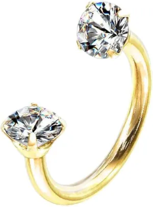 3 mm Prong Set CZ Circular Barbell Horseshoe Helix Nose Septum Tragus Lip 16G 5/16" (8mm) Gold Body Unique Jewelry Delicate Design Piercing Steel Surgical For Women