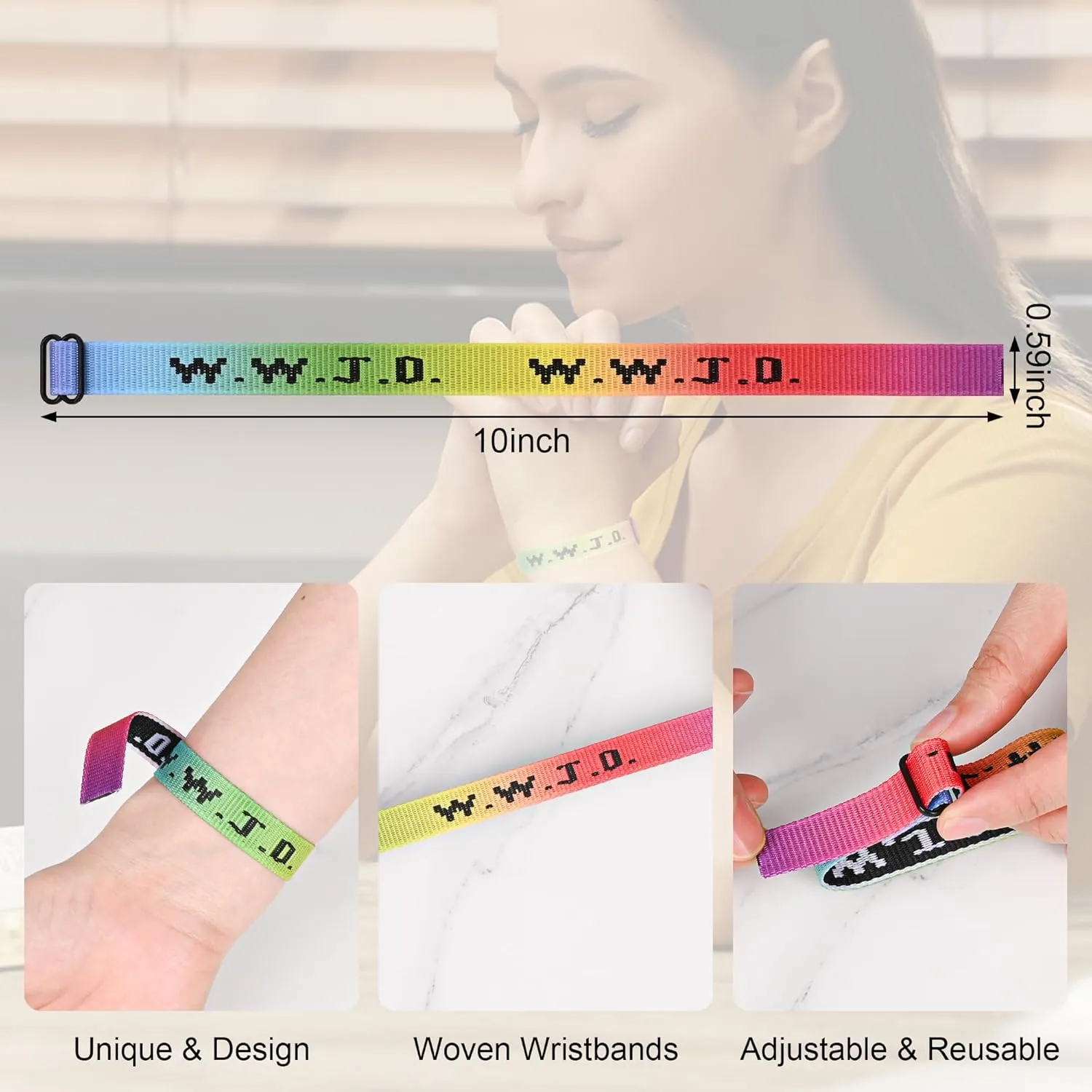 30PCS WWJD Bracelet Pack for Women Men, Christian Jesus Wristbands Gifts, W.W.J.D Adjustable Bracelets What Would Jesus Do Bracelet