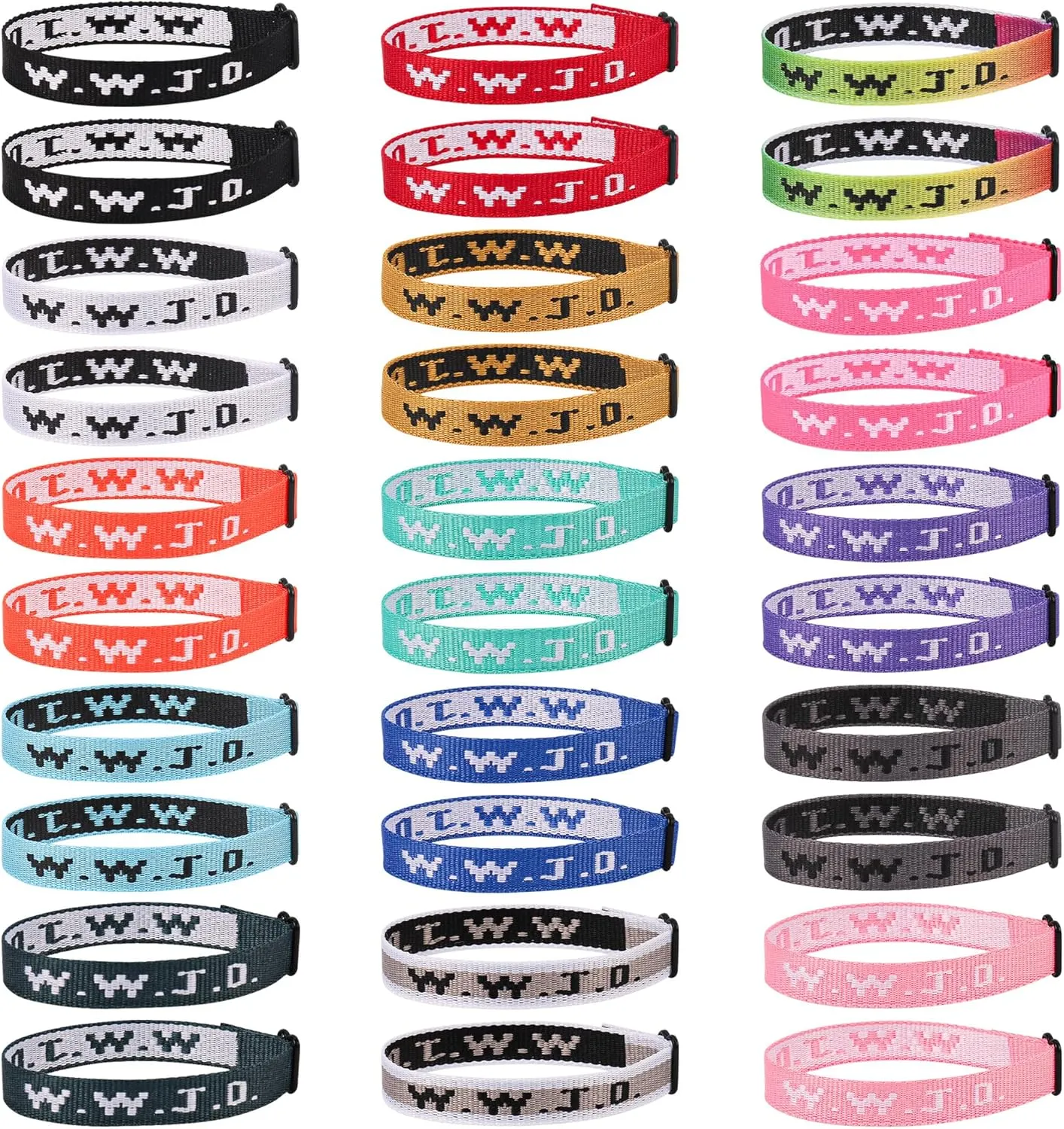 30PCS WWJD Bracelet Pack for Women Men, Christian Jesus Wristbands Gifts, W.W.J.D Adjustable Bracelets What Would Jesus Do Bracelet