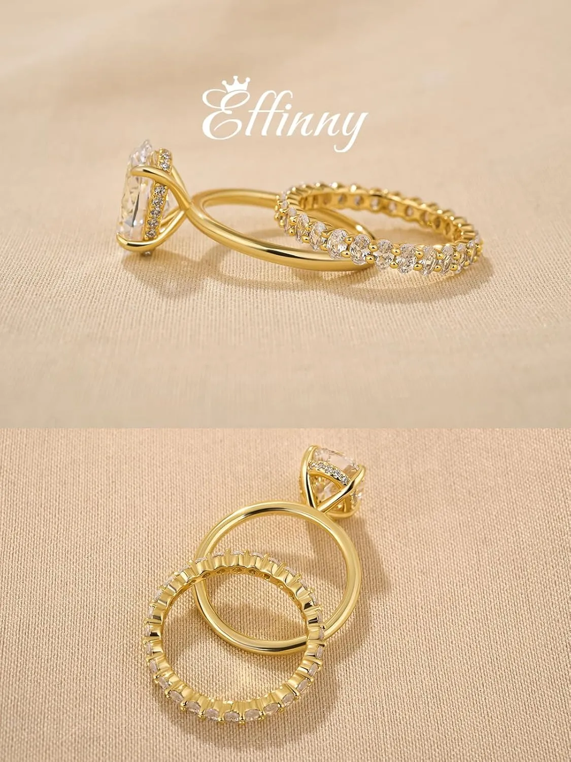 3.5ct Elongated Oval Cut Wedding Ring Set,Solitaire Engagement Ring with Oval Eternity Band,925 Sterling Silver Bridal Ring Set