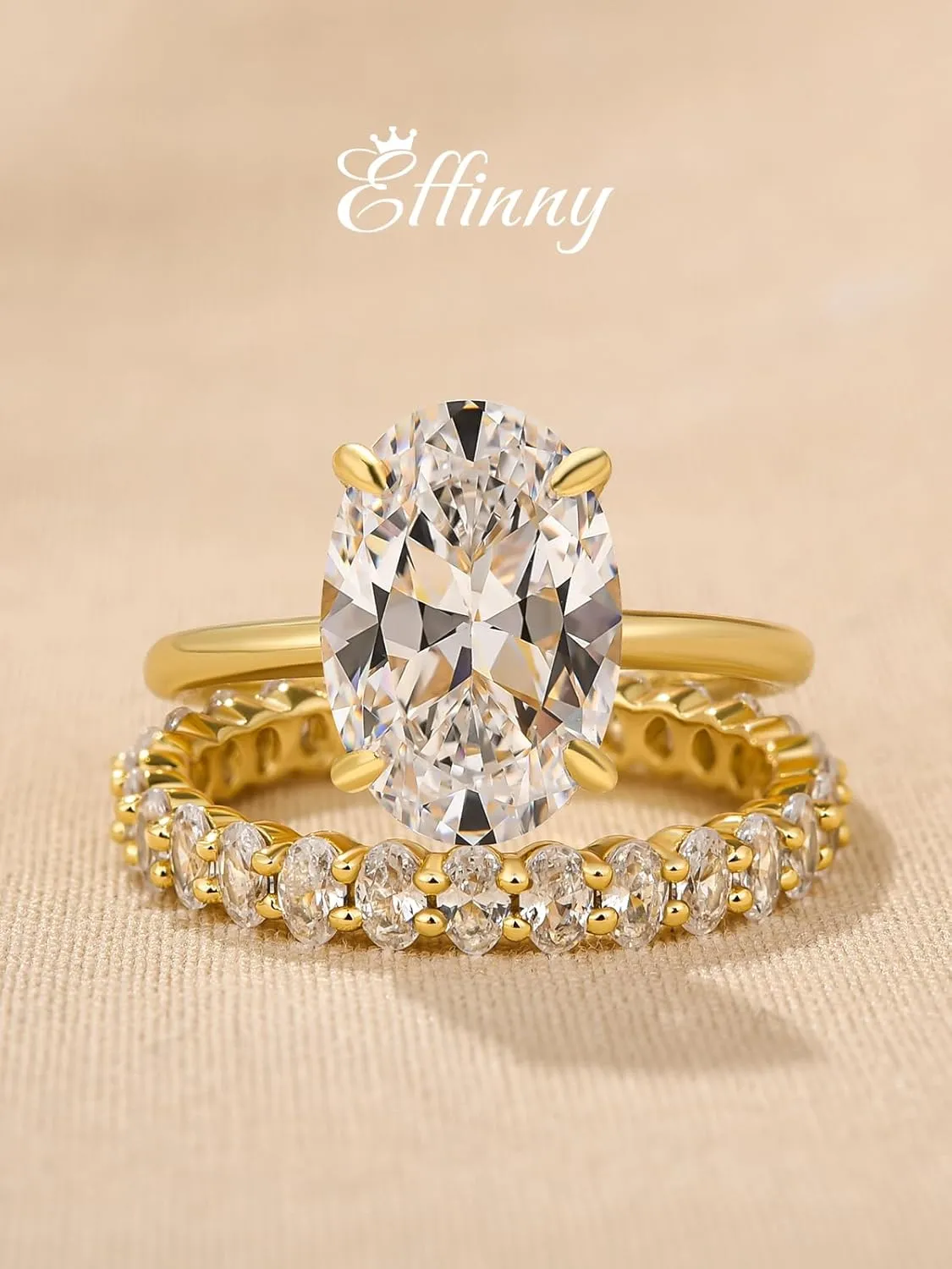 3.5ct Elongated Oval Cut Wedding Ring Set,Solitaire Engagement Ring with Oval Eternity Band,925 Sterling Silver Bridal Ring Set