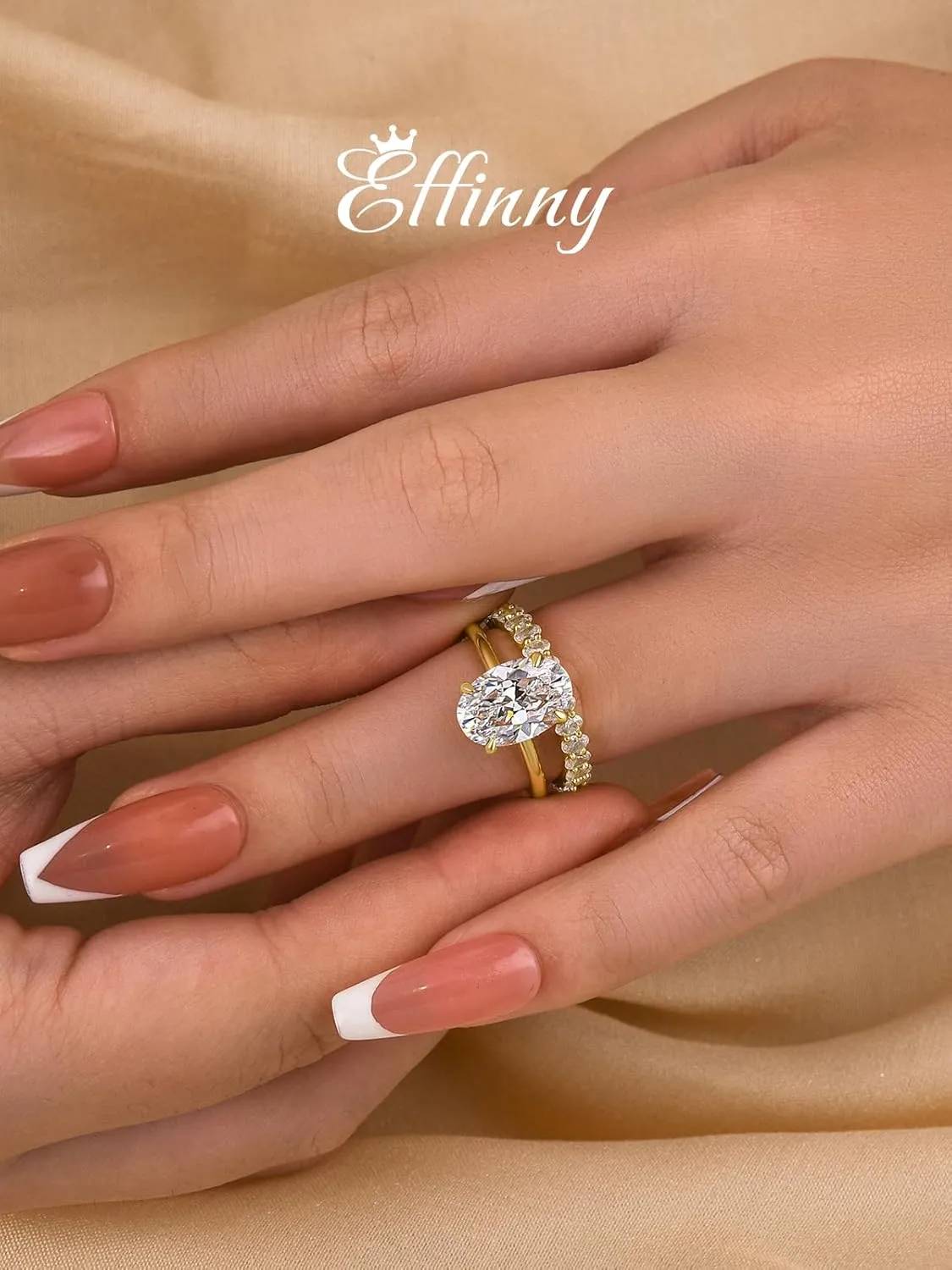 3.5ct Elongated Oval Cut Wedding Ring Set,Solitaire Engagement Ring with Oval Eternity Band,925 Sterling Silver Bridal Ring Set