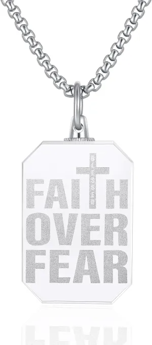 3D Crystal Photo Necklace Engraved Pendant for Women Men Religious Gift Christian Symbol of Hope and Faith Jewelry
