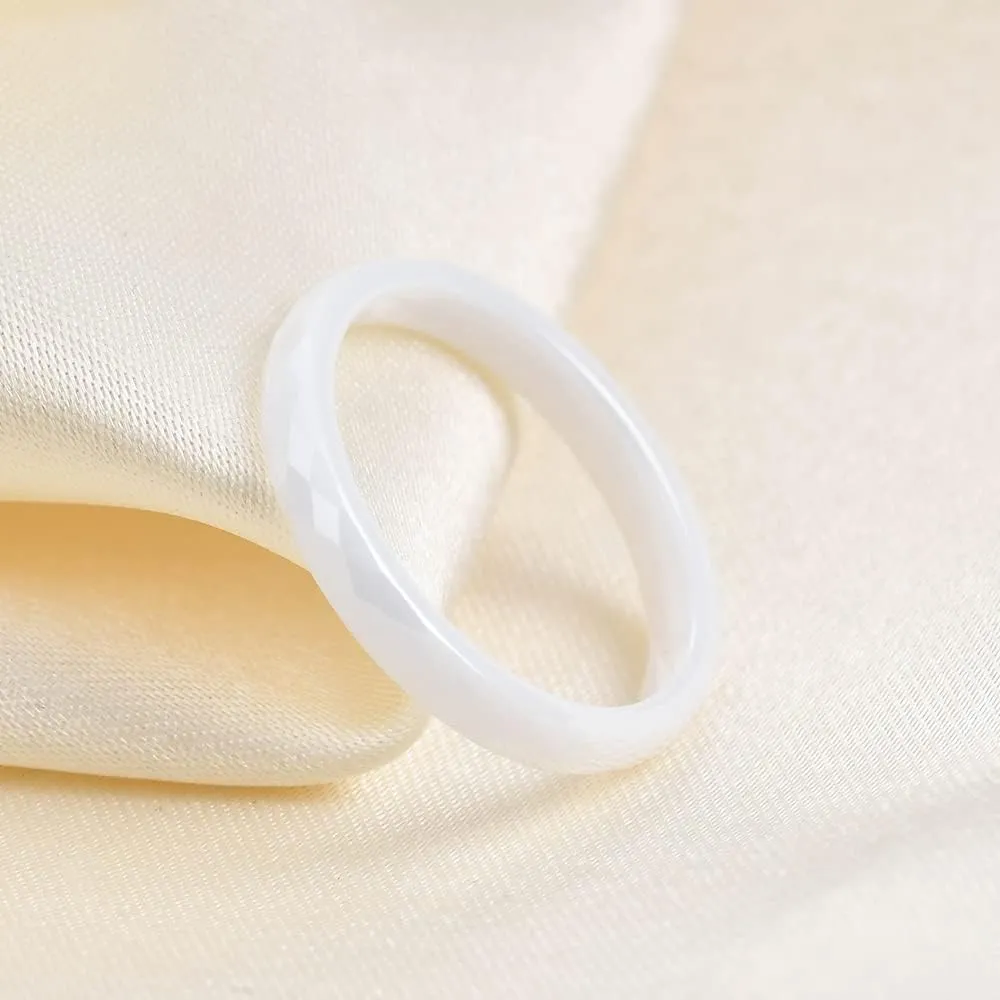 3mm 6mm 8mm Black/White Ceramic Rings for Men Women Comfort Fit Engagement Wedding Promise Band Ring Size 4-12