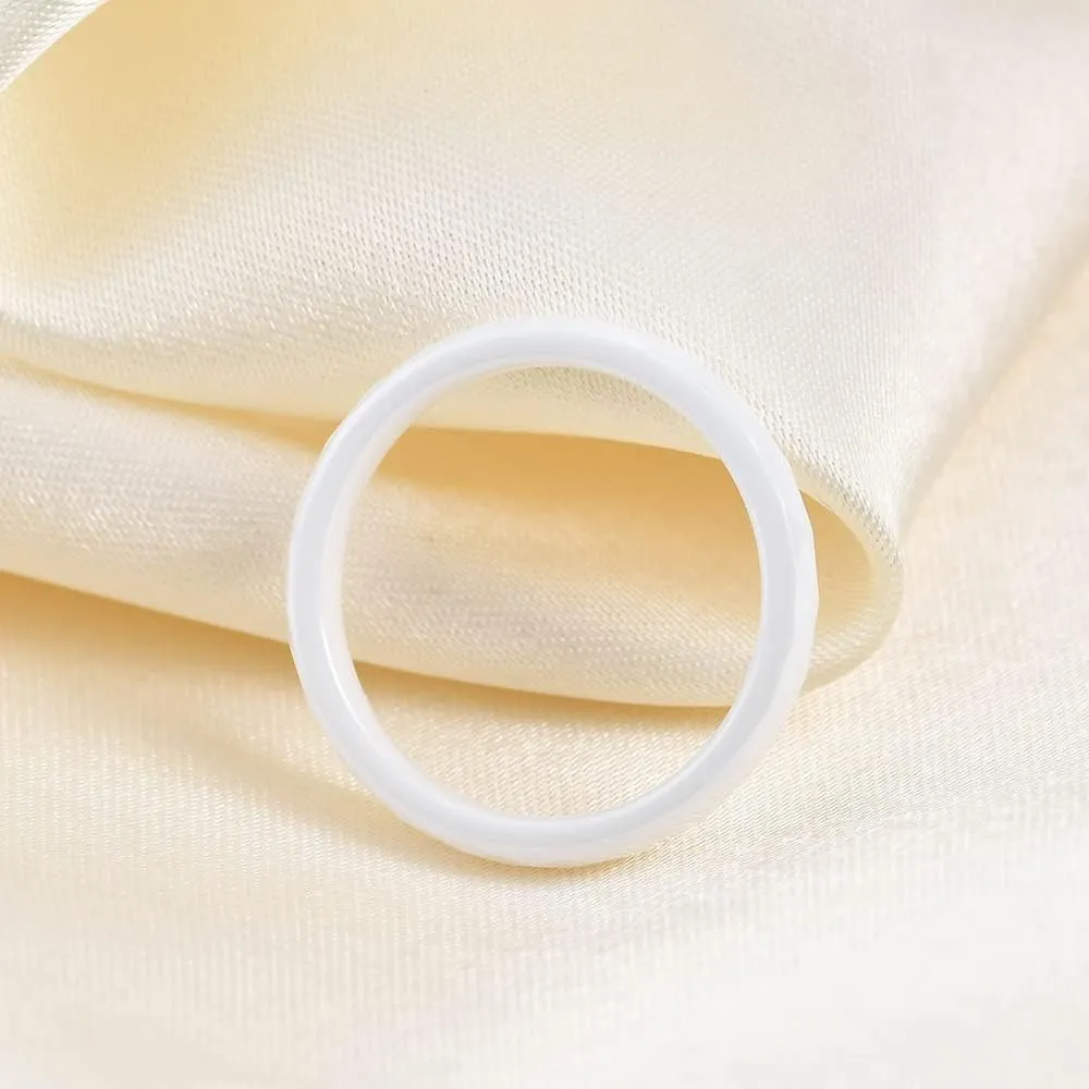 3mm 6mm 8mm Black/White Ceramic Rings for Men Women Comfort Fit Engagement Wedding Promise Band Ring Size 4-12