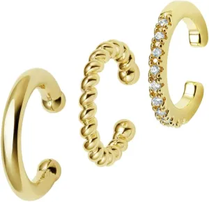 3PCS 14K Gold Plated Ear Cuff Earrings for Women Small CZ Ear Cuffs Non Piercing Cartilage Earrings Lightweight | Clip On Huggie Hoop for Her