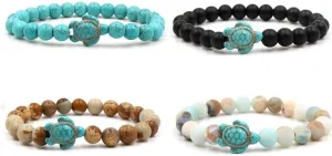 4 Pieces Turtle Bracelet,Stretch Bracelet Turtle Friendship Gifts for Women Men