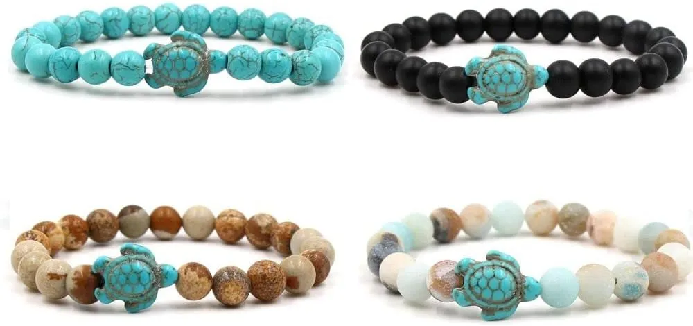 4 Pieces Turtle Bracelet,Stretch Bracelet Turtle Friendship Gifts for Women Men