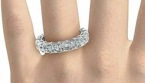 4.00Ct Asscher Cut Lab Created Diamond Full Eternity Band Ring for women in 14K White Gold Finish