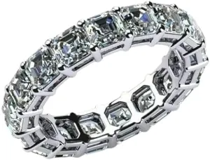 4.00Ct Asscher Cut Lab Created Diamond Full Eternity Band Ring for women in 14K White Gold Finish