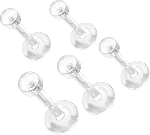 5 Pc Acrylic Flexible Labret Tongue Ring Removable Push In Retainers 16G 5/16" (8mm) 14g (1.6 mm) Body Unique Jewelry Delicate Design Piercing Steel Surgical For Women