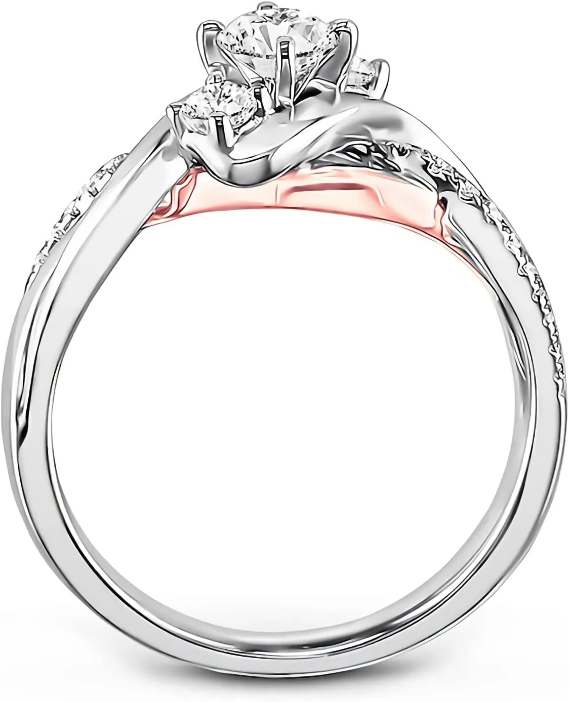 5/8 Carat (ctw) 3 Stone Moissanite engagement rings for women Platinum Plated Silver ring Moissanite rings