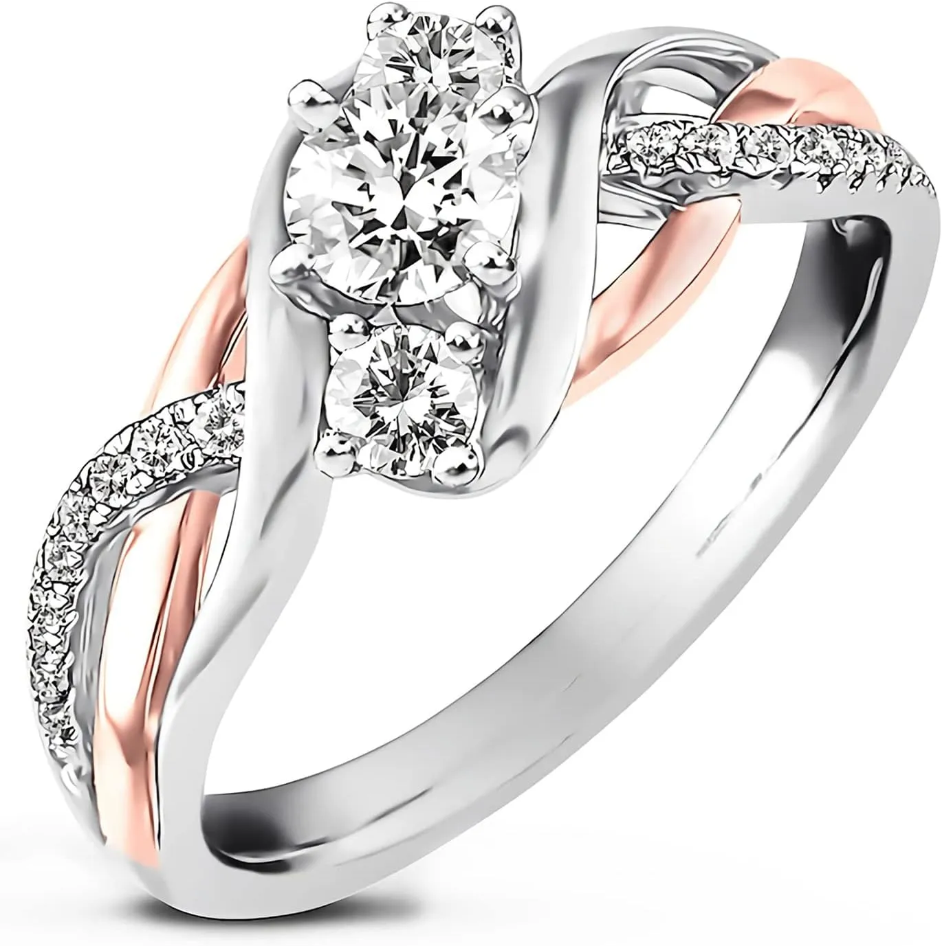 5/8 Carat (ctw) 3 Stone Moissanite engagement rings for women Platinum Plated Silver ring Moissanite rings
