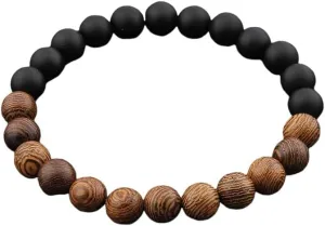 8mm New Natural Wood Beads Bracelets Men Black Ethinc Meditation White Bracelet Women Prayer Jewelry Yoga